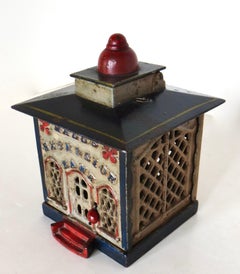 "Hall's Excelsior" Cast Iron Mechanical Toy Savings Bank. American, Circa 1869