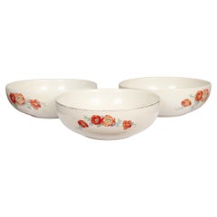 Hall’s Orange Poppy Ceramic Bowls, Set of 3