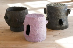 Hallucination 75, Handmade Volcanic Stoneware Stool and Side Table