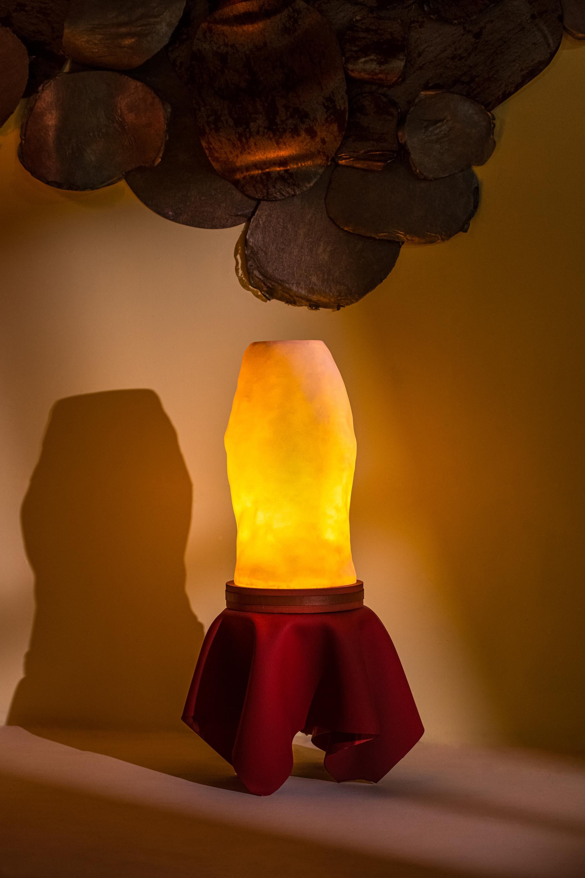 Emirian Hallucinations 006, Floor Lamp, Camel Leather, Hand Made in UAE For Sale
