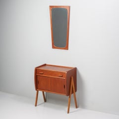 Hallway Mirror and Chest of Drawers Set, Denmark, 1960s