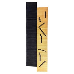Tapis de couloir en fibre naturelle de 3'x8' avec motif noir en stock