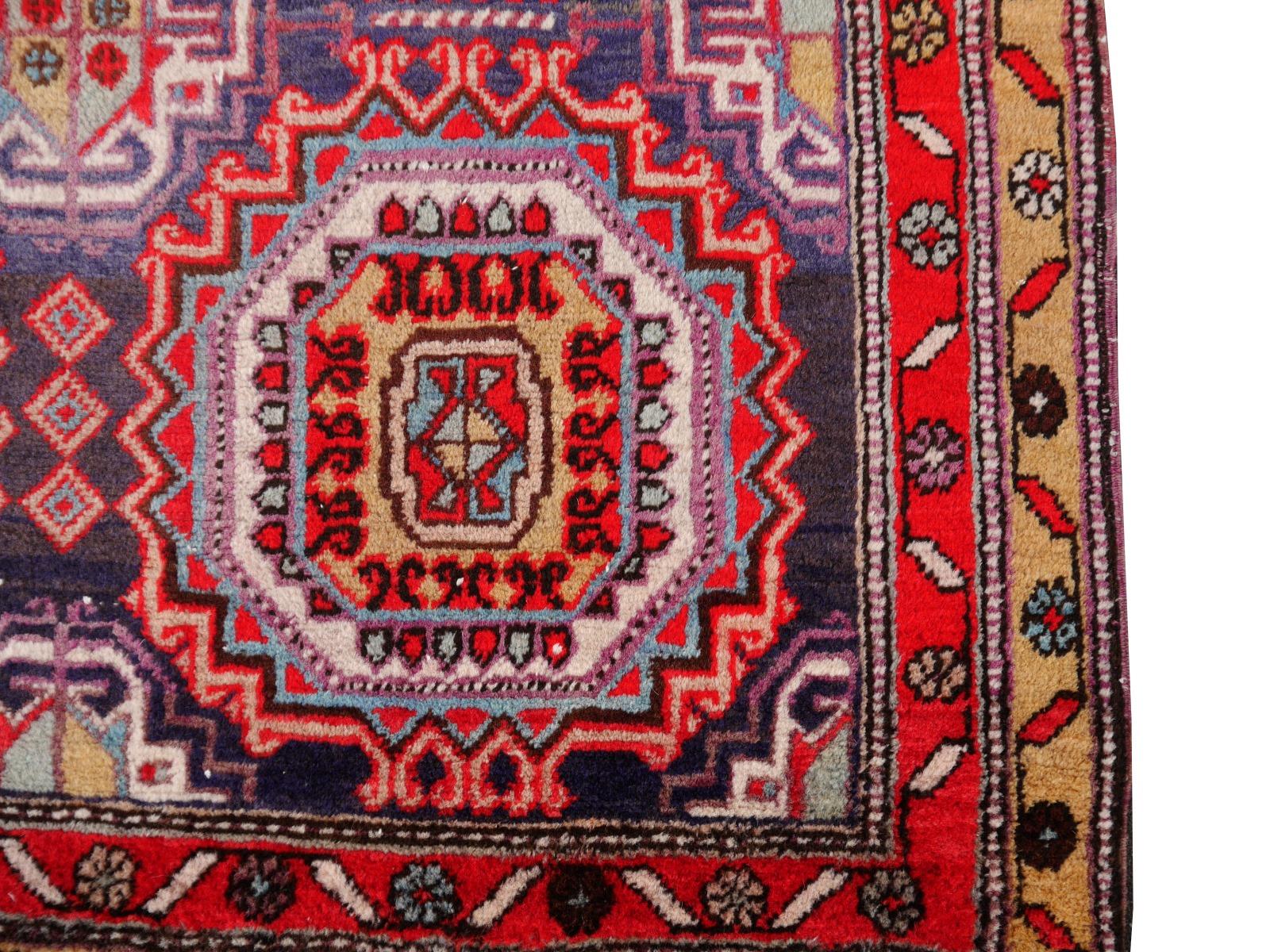 Hallway Runner Caucasian Rug Vintage Azeri Turkmen Design Djoharian Collection For Sale 4