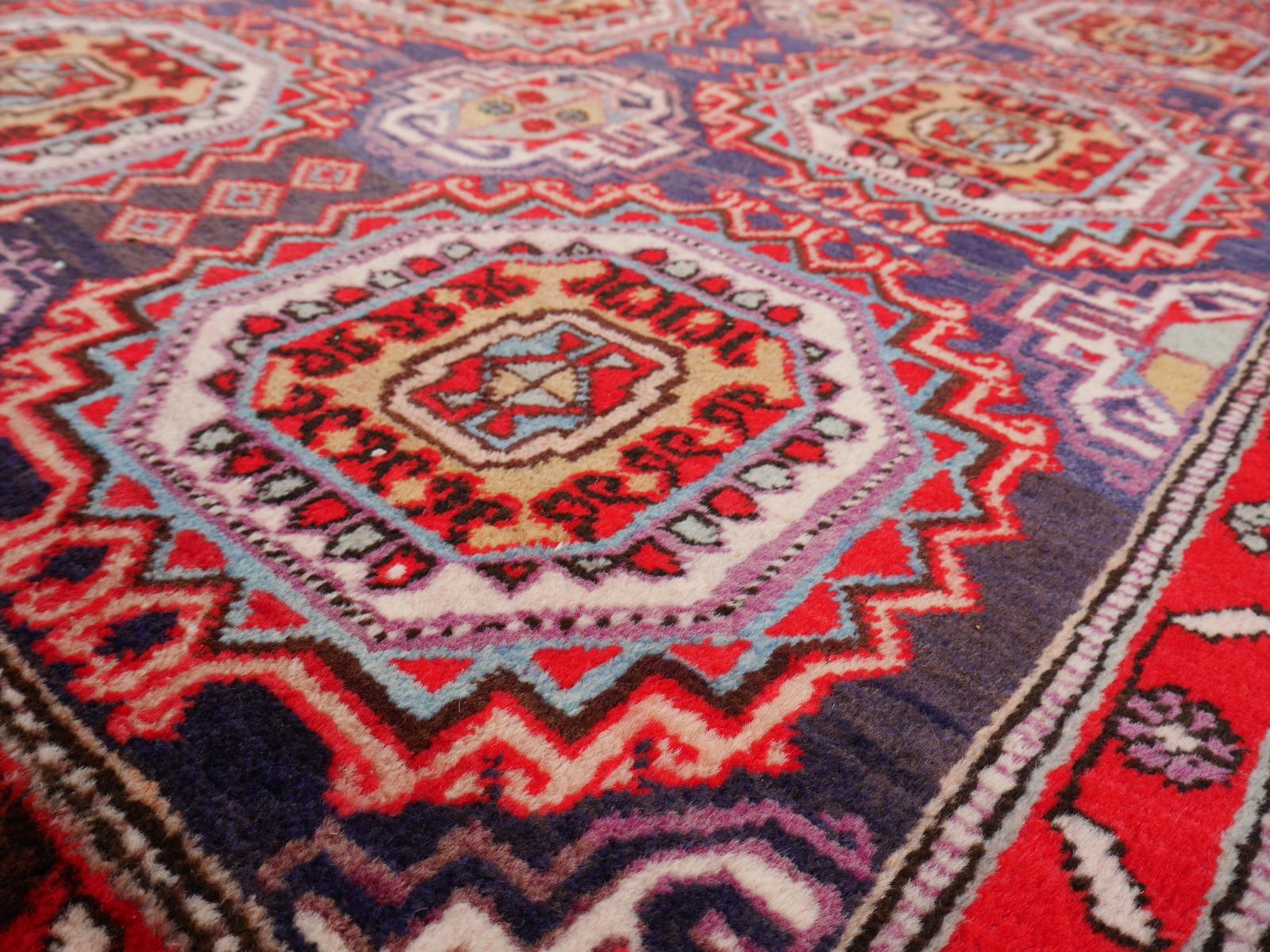 Hand-Knotted Hallway Runner Caucasian Rug Vintage Azeri Turkmen Design Djoharian Collection For Sale