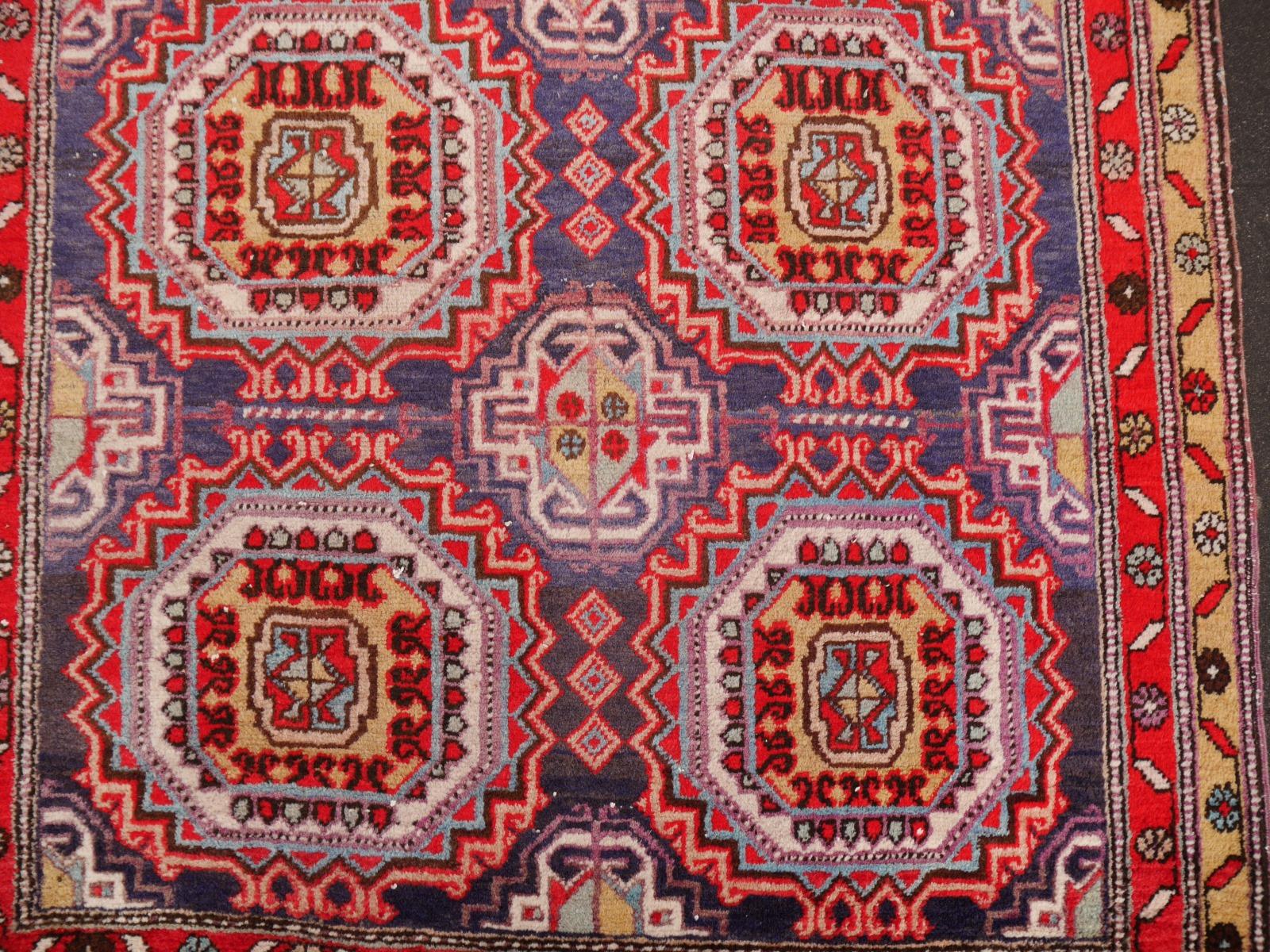 Mid-20th Century Hallway Runner Caucasian Rug Vintage Azeri Turkmen Design Djoharian Collection For Sale