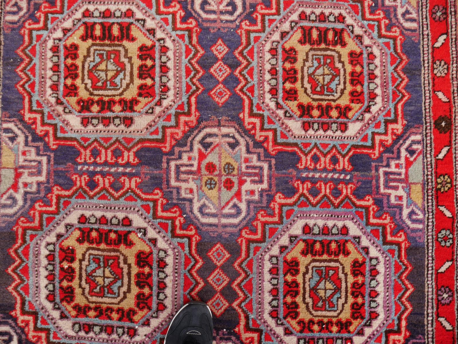 Wool Hallway Runner Caucasian Rug Vintage Azeri Turkmen Design Djoharian Collection For Sale