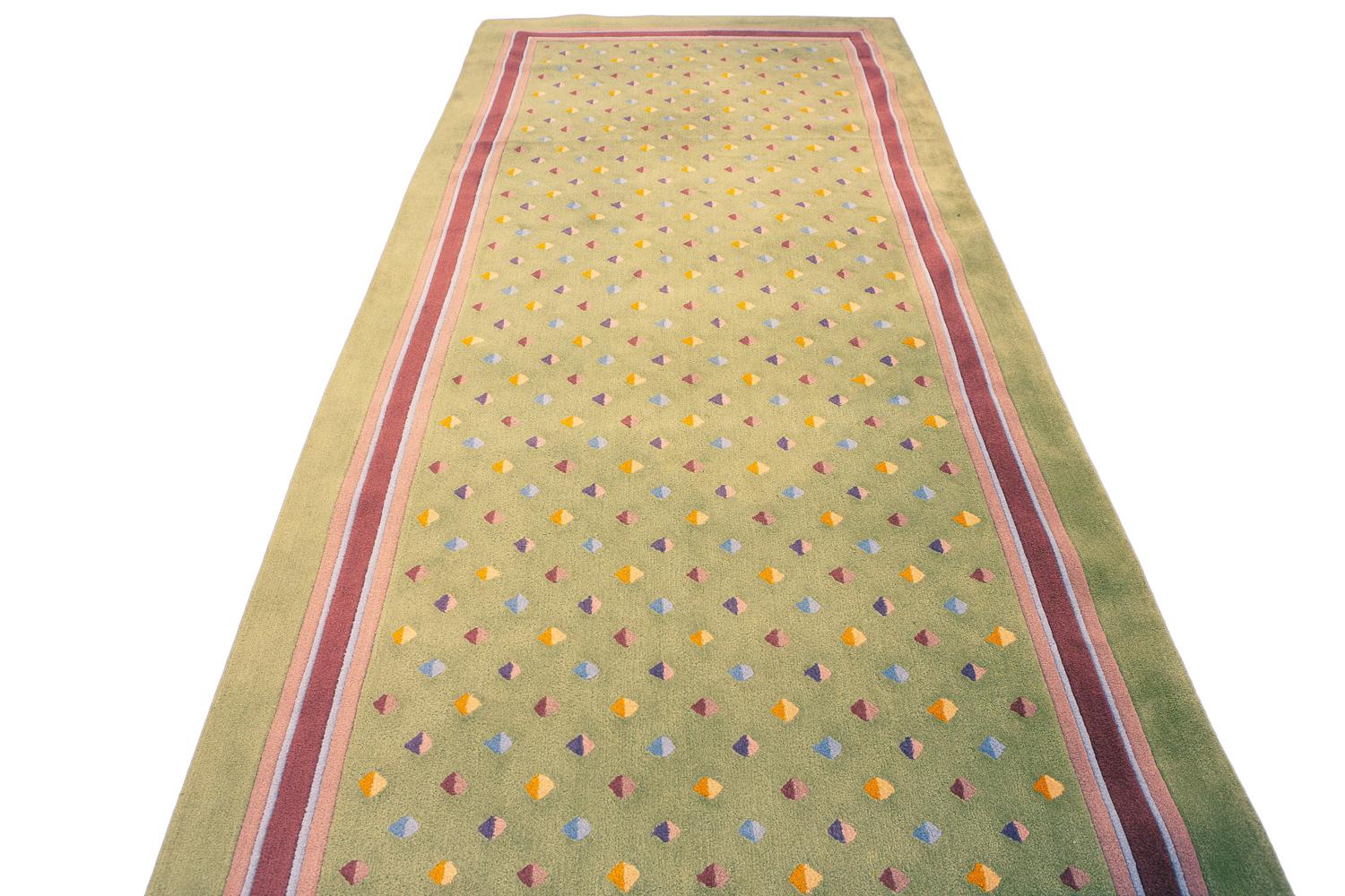 Hand-Knotted Hallway Runner Rug Modern European Hand-Tufted, Late 20th Century For Sale