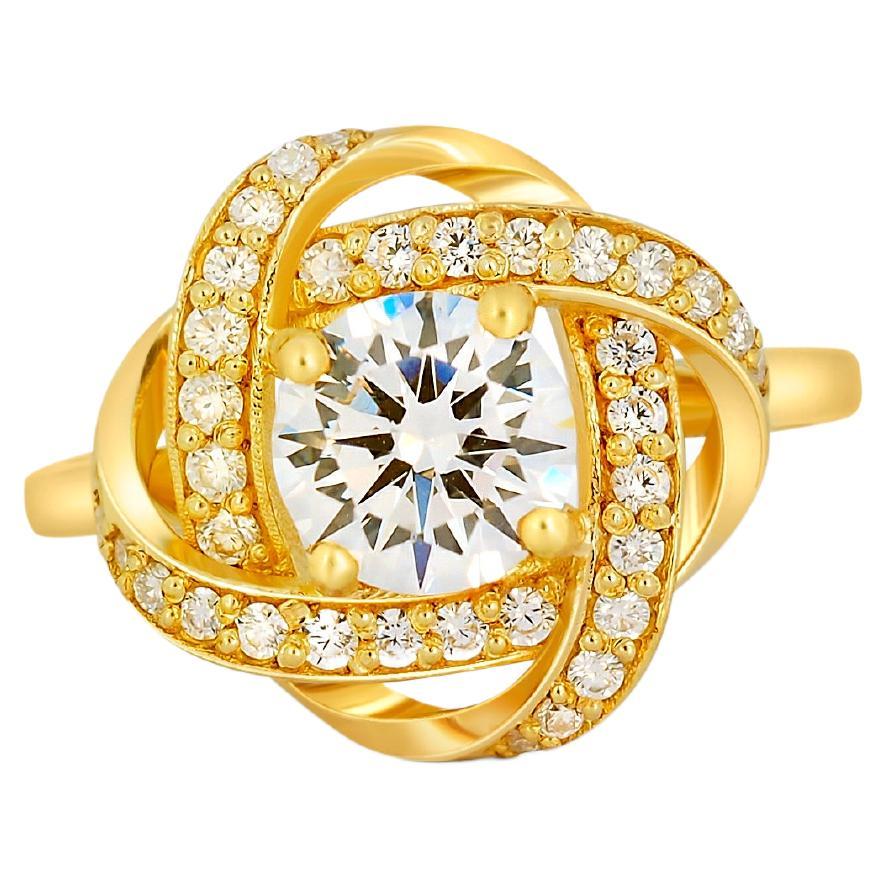  Halo 1,5 ct Runde Brillant Moissanit Verlobungsring 14k Gold im Angebot