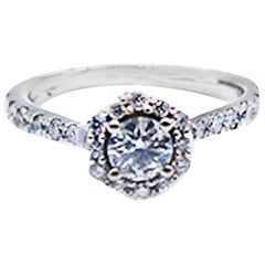Bague de fiançailles en or 14 carats avec halo blanc et rose de 0,69 carat