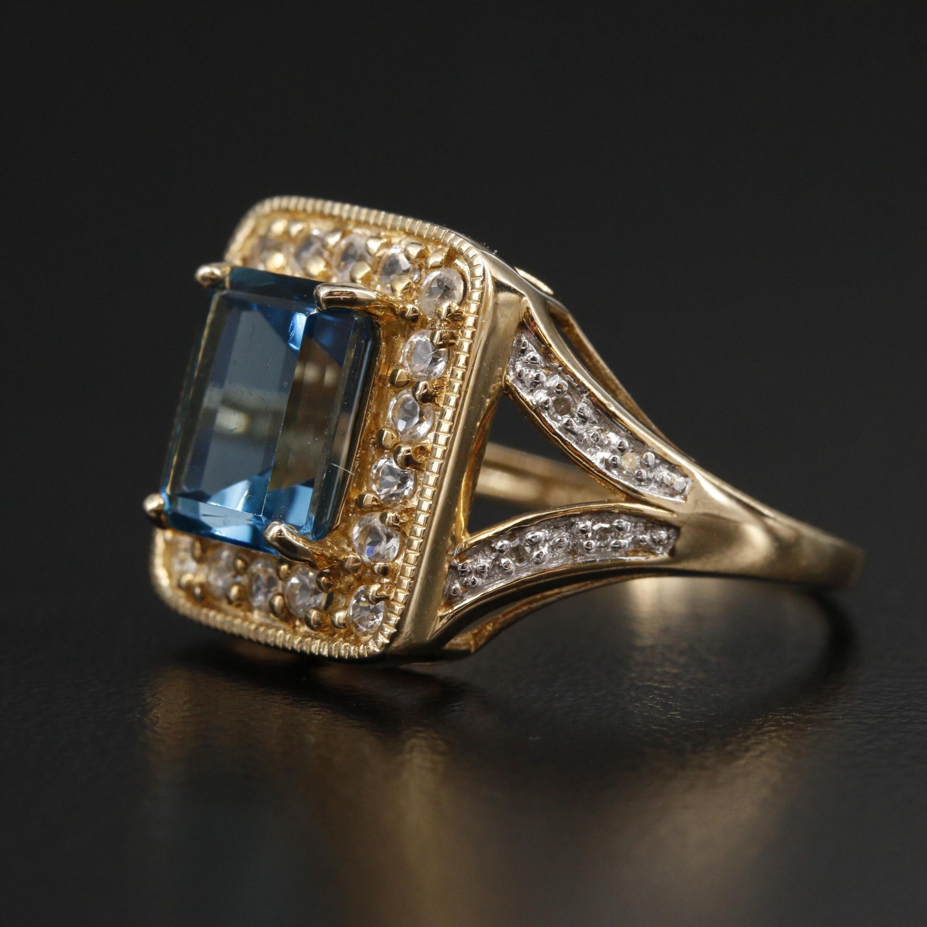in vendita:  Anello di fidanzamento con acquamarina Halo Anello di fidanzamento con diamante con acquamarina Art Deco 2