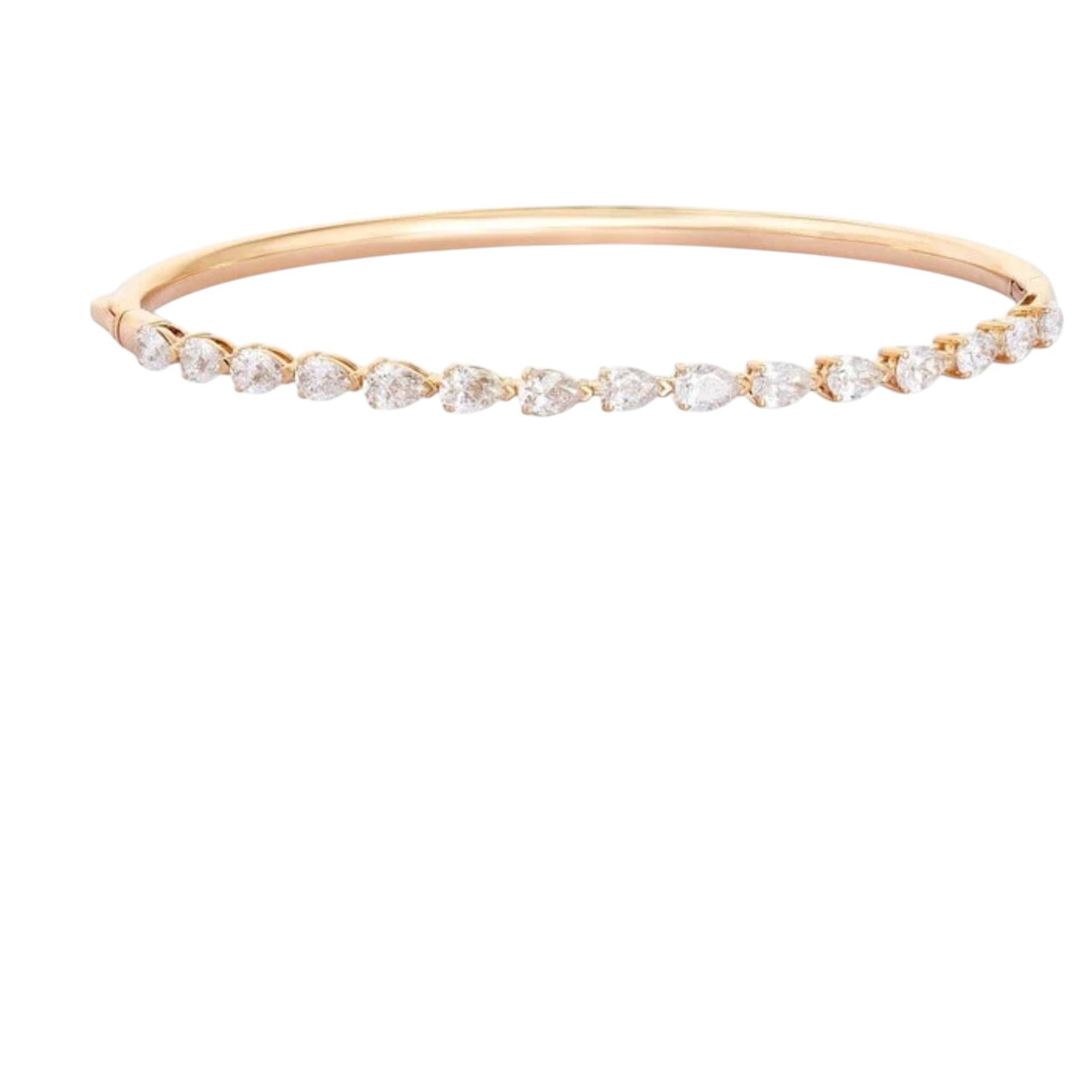 Halo Bare Diamond 14K (or 18k upon request) Yellow Gold Bangle Bracelet For Sale