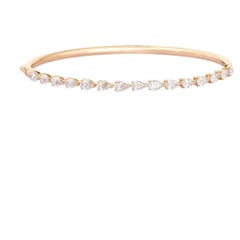 Halo Bare Diamond 14K (or 18k upon request) Yellow Gold Bangle Bracelet