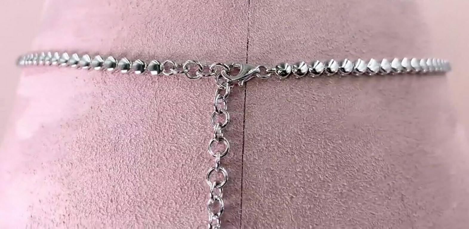 Round Cut Halo Beaded 2.55 Carat Diamond White Gold Choker Tennis Necklace For Sale