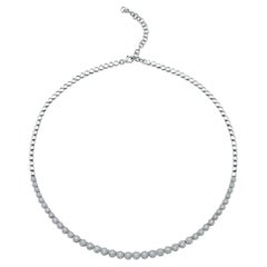 Halo Beaded 2.55 Carat Diamond White Gold Choker Tennis Necklace