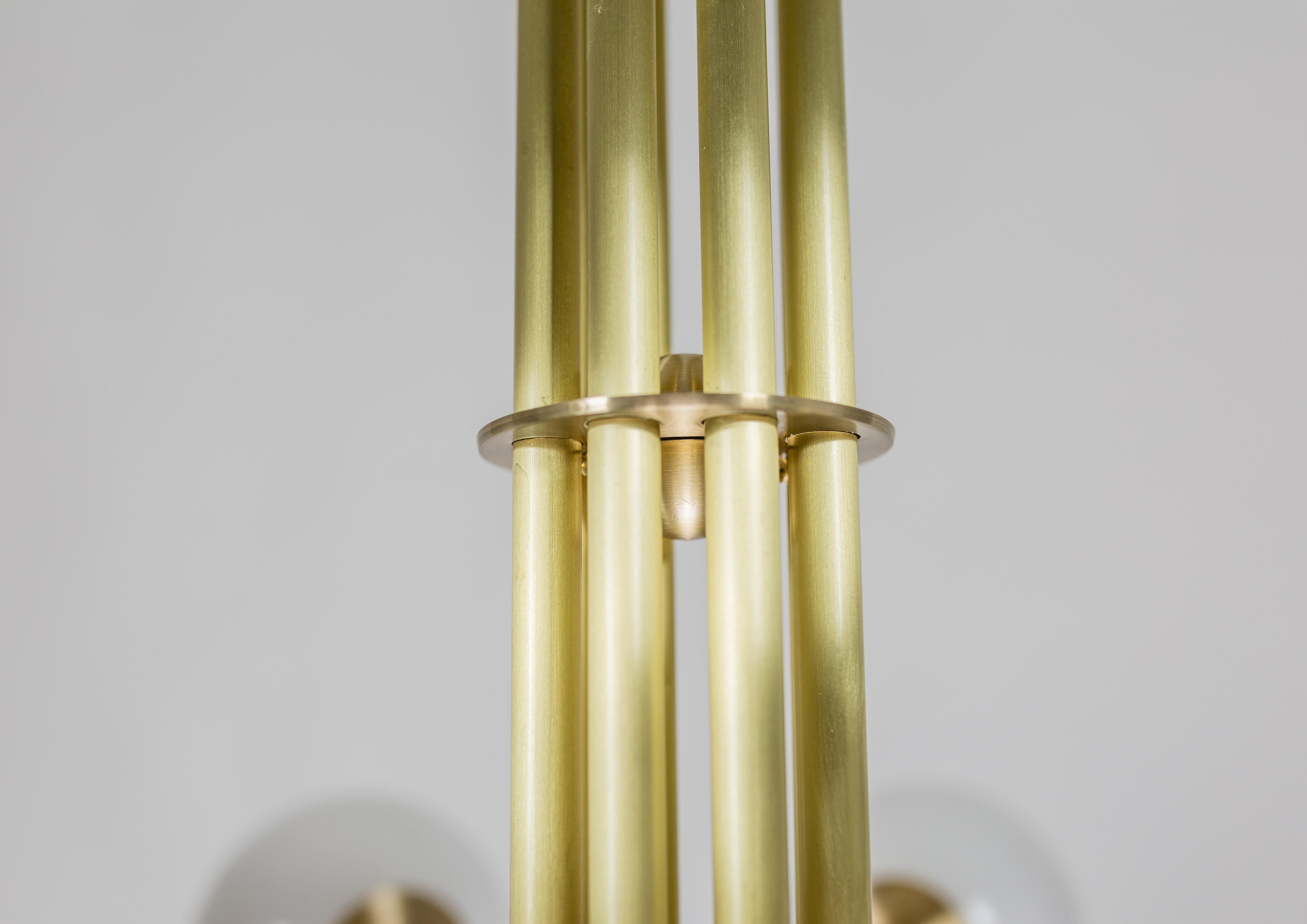 Halo, Brass, Hand Blown Glass, Contemporary Chandelier, Kalin Asenov For Sale 12