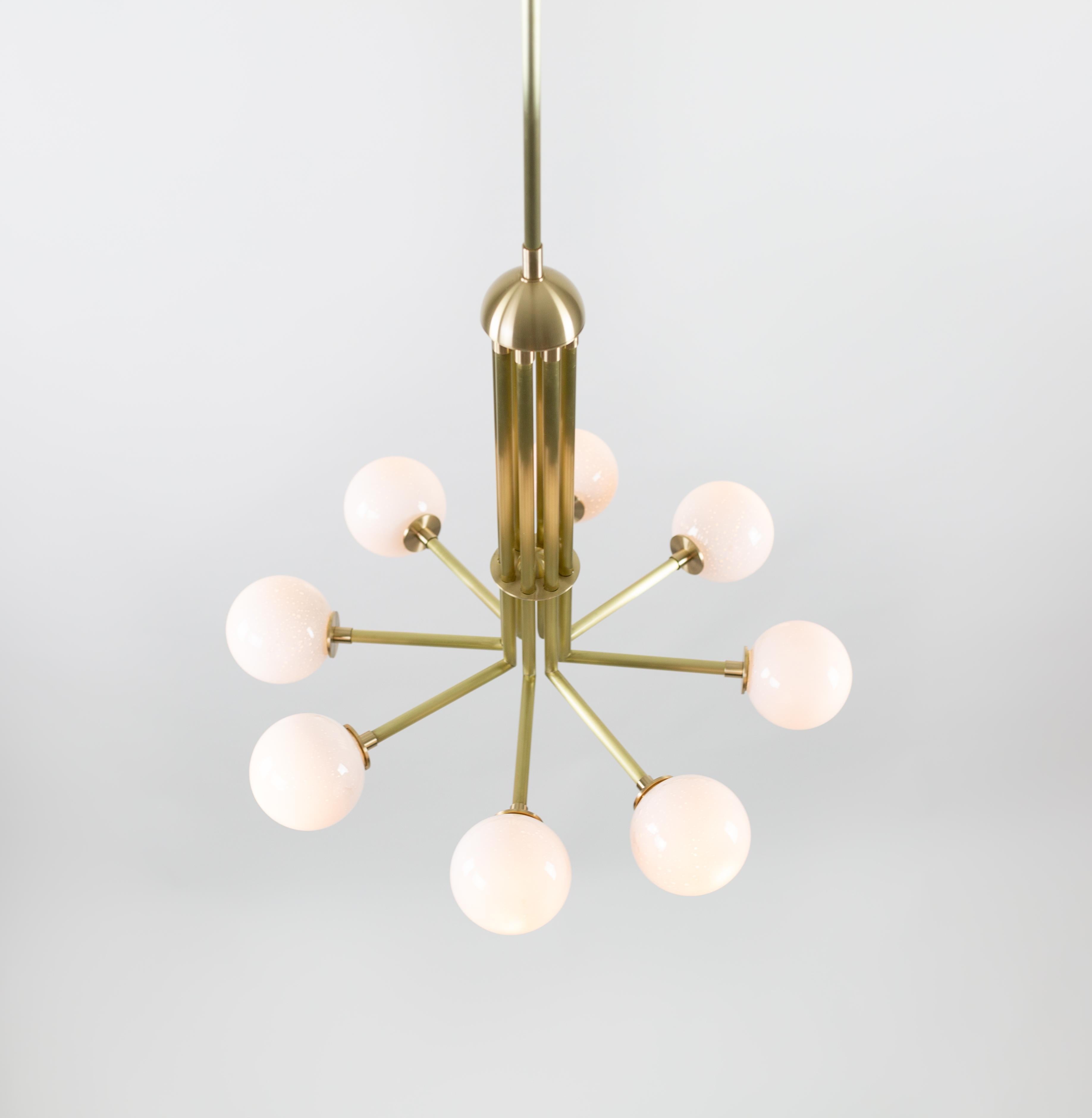 Halo, Brass, Hand Blown Glass, Contemporary Chandelier, Kalin Asenov For Sale 1