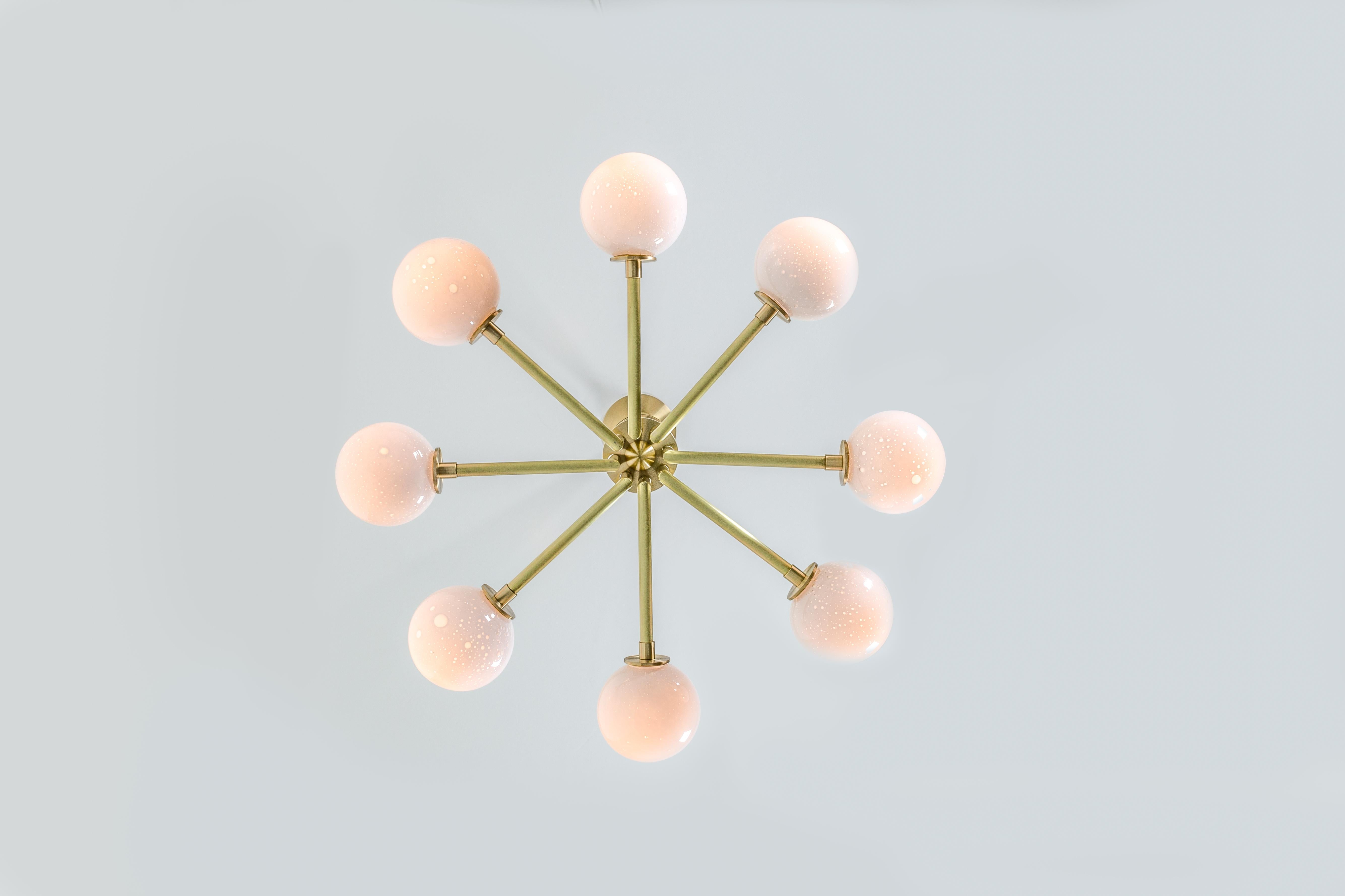 Halo, Brass, Hand Blown Glass, Contemporary Chandelier, Kalin Asenov For Sale 2