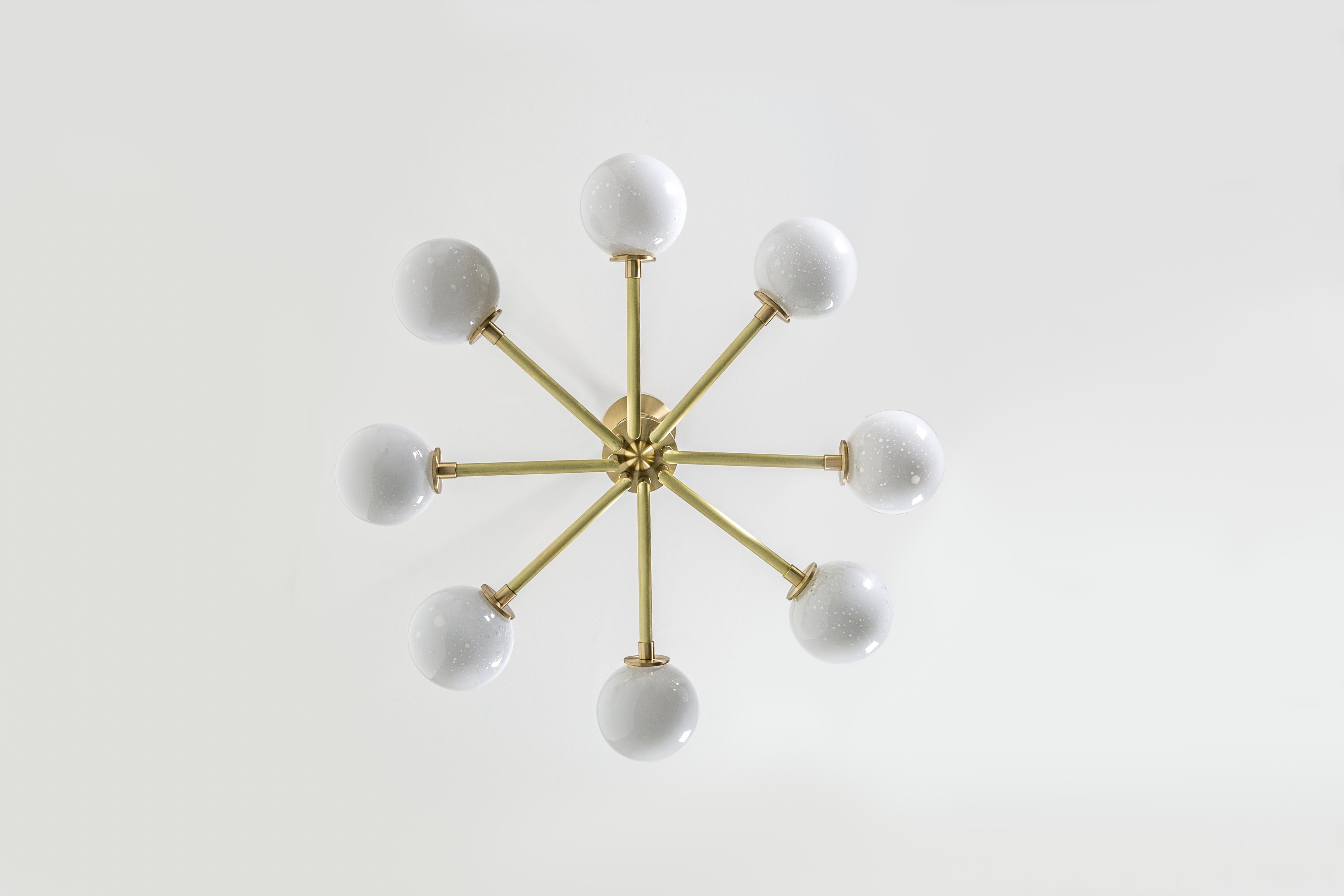 Halo, Brass, Hand Blown Glass, Contemporary Chandelier, Kalin Asenov For Sale 3