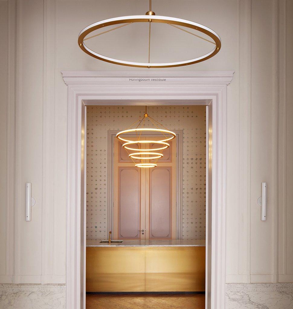 American Halo Circle Pendant Light in Brass by Paul Loebach for Roll & Hill