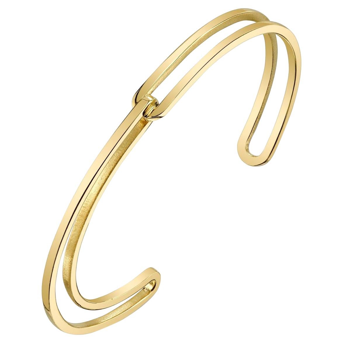 Halo Cuff in 18k Yellow Gold For Sale