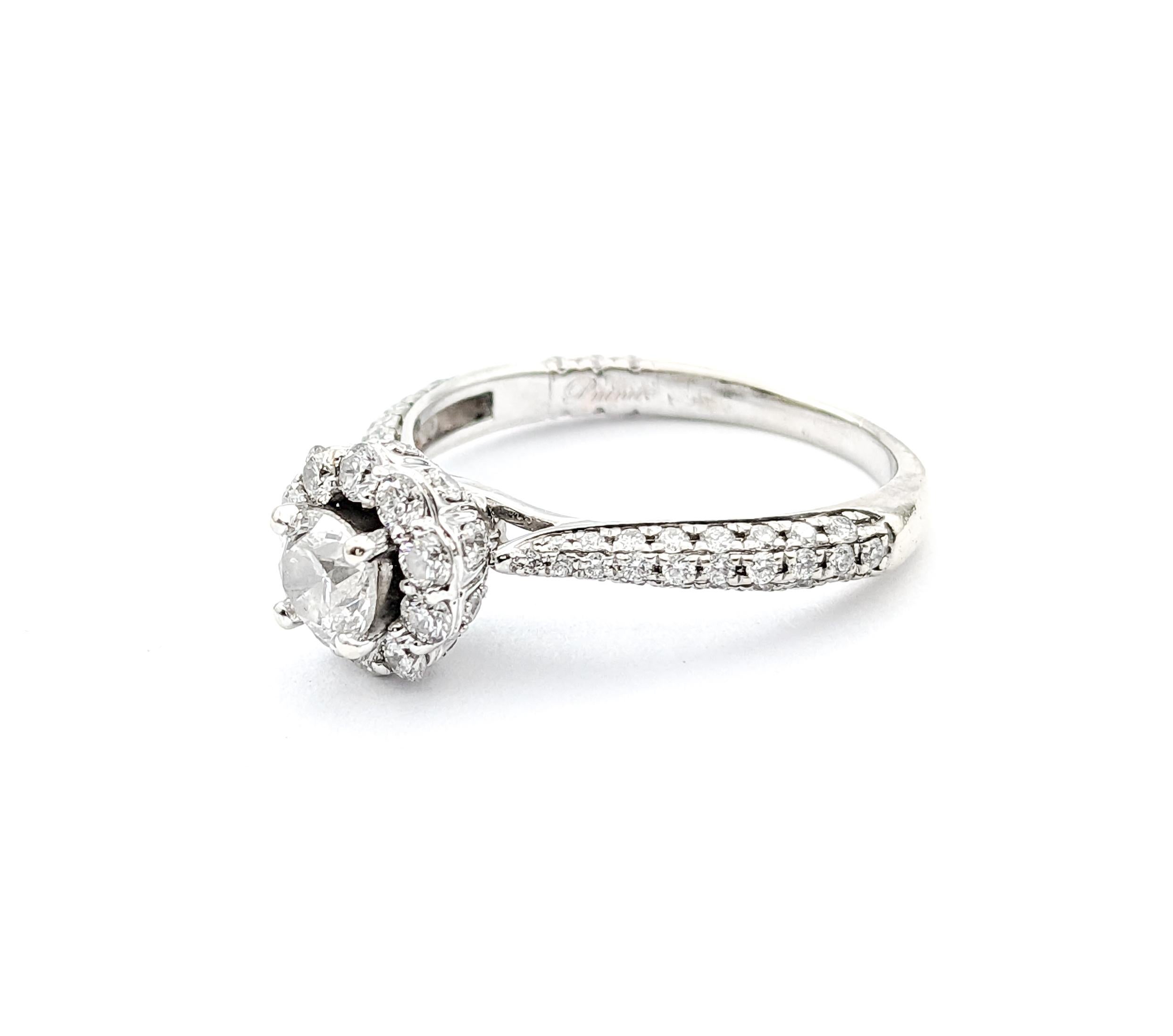 Contemporary Halo Design 1ctw Diamond Ring In White Gold For Sale