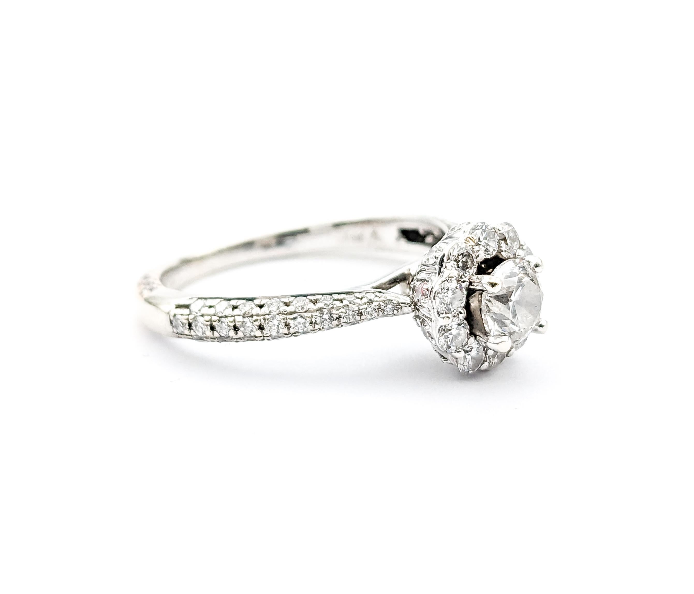 Women's Halo Design 1ctw Diamond Ring In White Gold For Sale