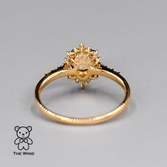 Halo Design Mexican Fire Opal Diamond Amethyst Engagement Ring 18K Yellow Gold
