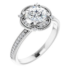Clover Diamond Halo Moissanite Engagement Ring 18 Karat White Gold 4.26 Carat
