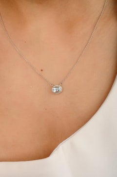 Halo Diamond Aquamarine Necklace 14k Solid White Gold, Thank You Gift For Her