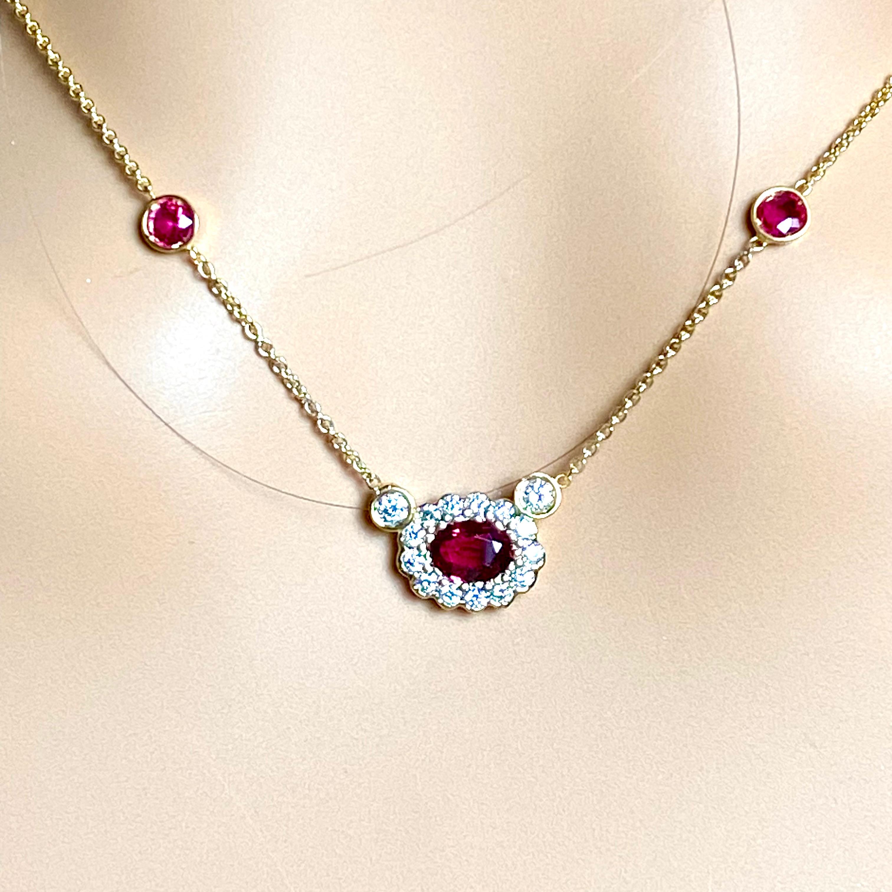 Welcome to our exquisite collection of fine jewelry, where luxury meets elegance. Introducing the Halo Diamond Burma Ruby Pendant, a true embodiment of beauty and sophistication. This stunning pendant features a magnificent 2.60-carat Burma ruby,