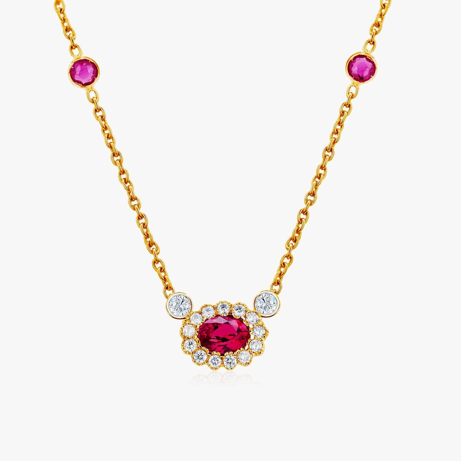 Halo Diamond Burma Ruby Weighing 2.60 Pendant Rubies by the Yard  Gold Necklace 1