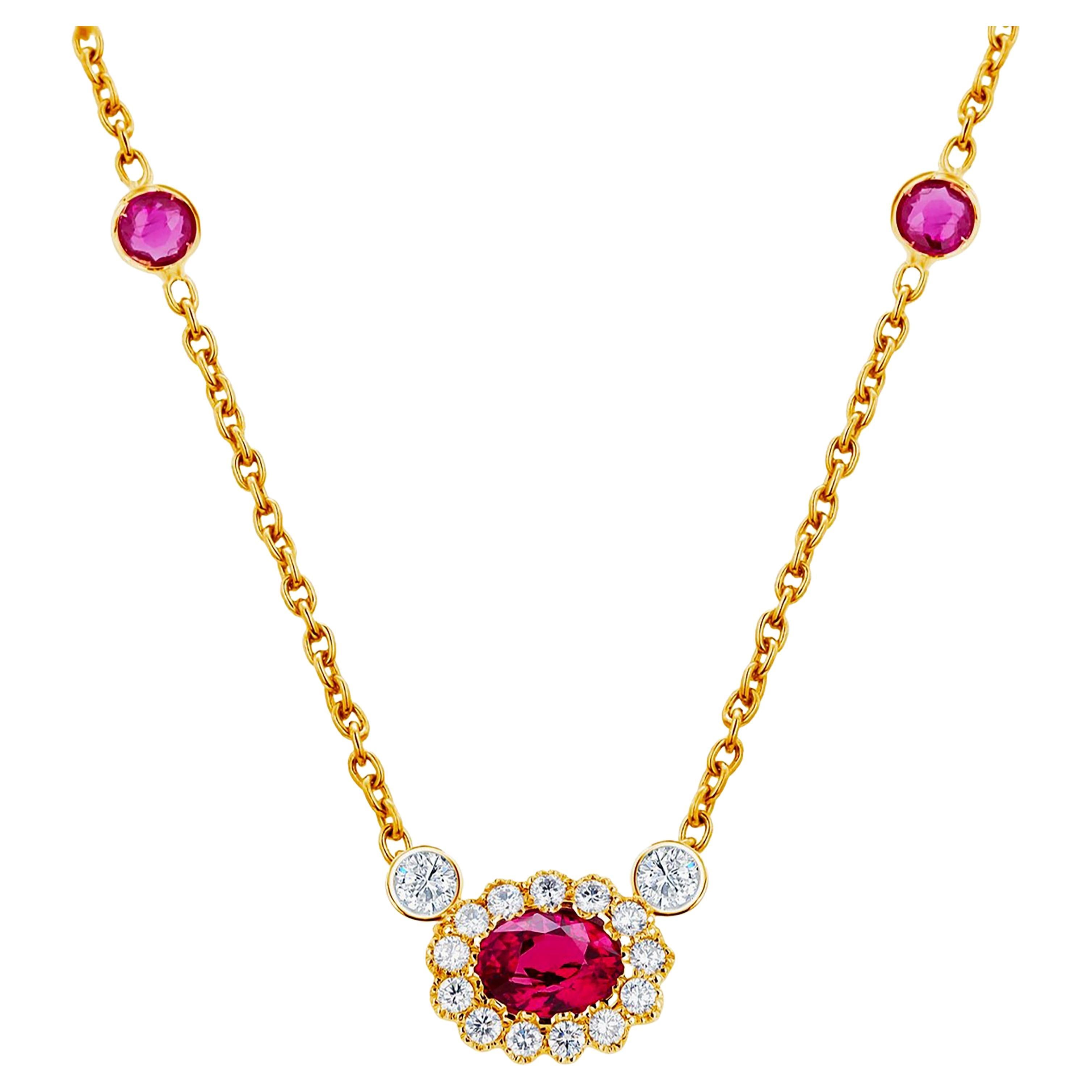Pink Sapphire, Ruby & Diamond Masterpiece Necklace - Platinum | Robert Procop