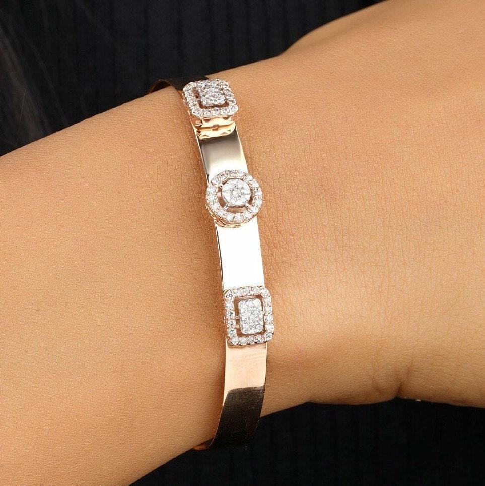 Halo-Diamantenarmband aus 14k massivem Gold (zertifiziert) (Art déco) im Angebot