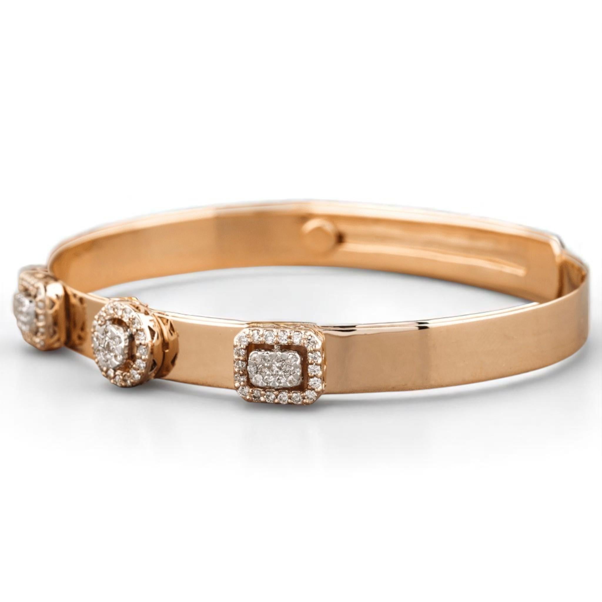 Halo-Diamantenarmband aus 14k massivem Gold (zertifiziert) (Rundschliff) im Angebot