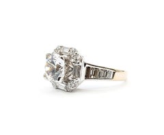 Halo Diamond & CZ Center Ring in 14k White Gold