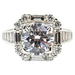 Halo Diamond & CZ Center Ring in 14k White Gold