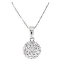 Halo Diamond Drop Pendant Necklace