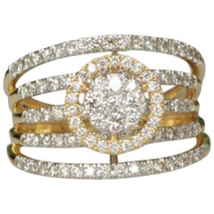 Bague de fiançailles en or massif 14 carats avec halo de diamants (certifié)