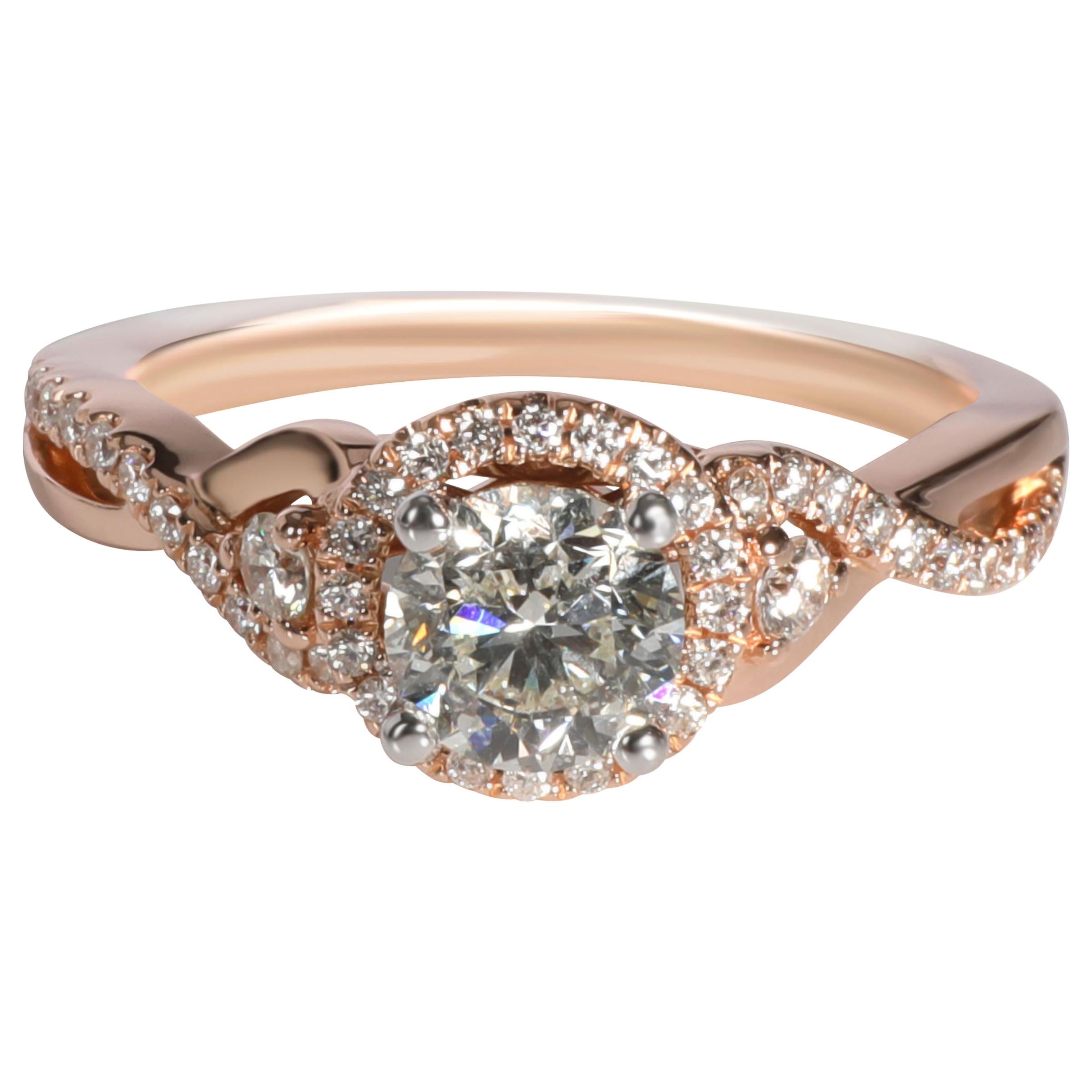 .50 Carat Round Diamond 14 Karat Rose Gold Diamond Halo Engagement Ring ...