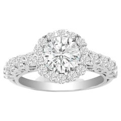 Halo Diamond Engagement Ring in 14K White Gold, 2.05 CTW
