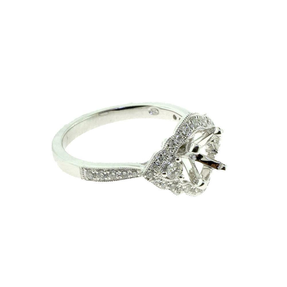 Women's Halo Diamond Engagement & Wedding Setting White Gold Band Ring For Sale