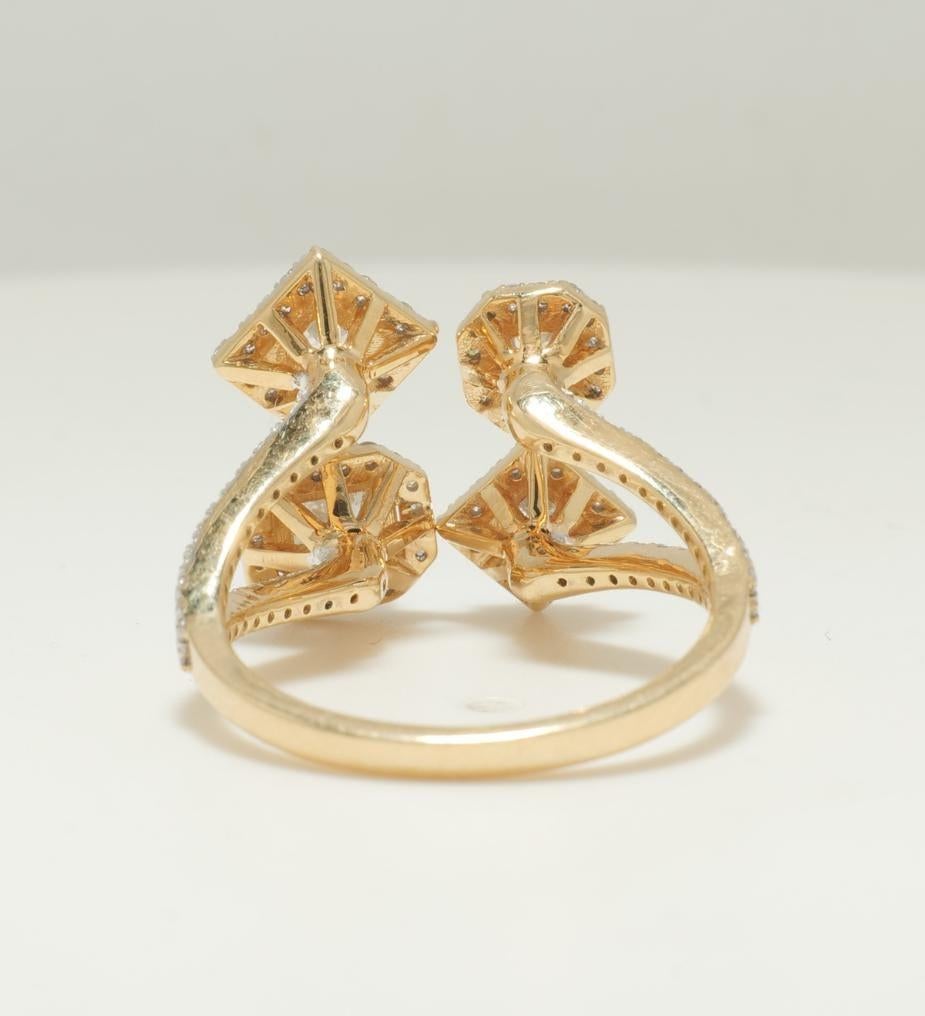 Anello da cocktail aperto con diamante Halo in oro massiccio 14K (certificato) in vendita 2