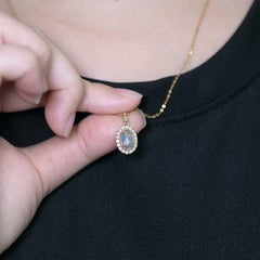 Collier Halo Diamond Tsavorite Australian Black Opal Or jaune 18k