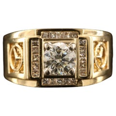 Certified 1.5 CT Natural Diamond Art Deco Men's Engagement Band Ring in 18K Gold