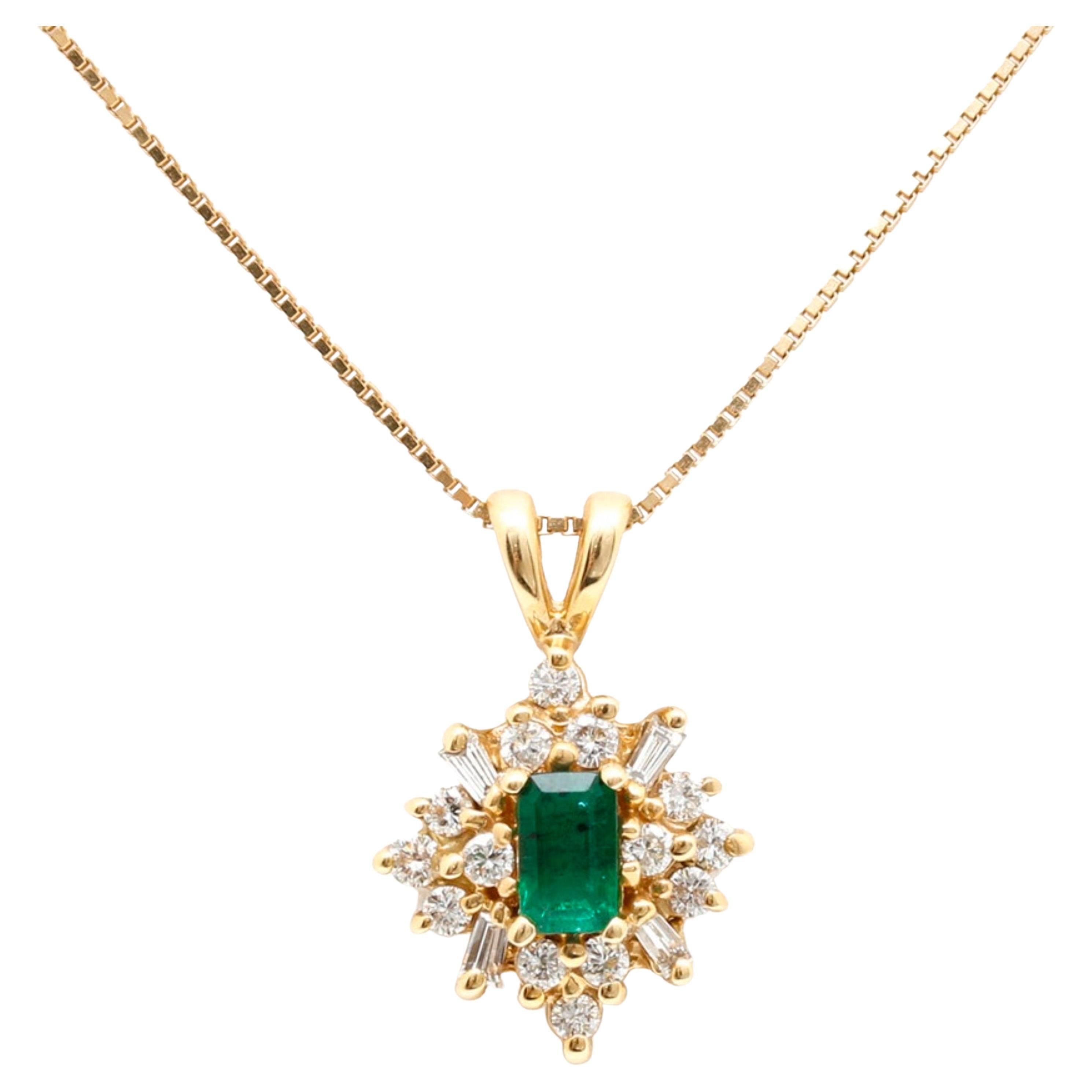 Illusion Emerald Cut Diamond Gold Pendant at 1stDibs | emerald cut ...