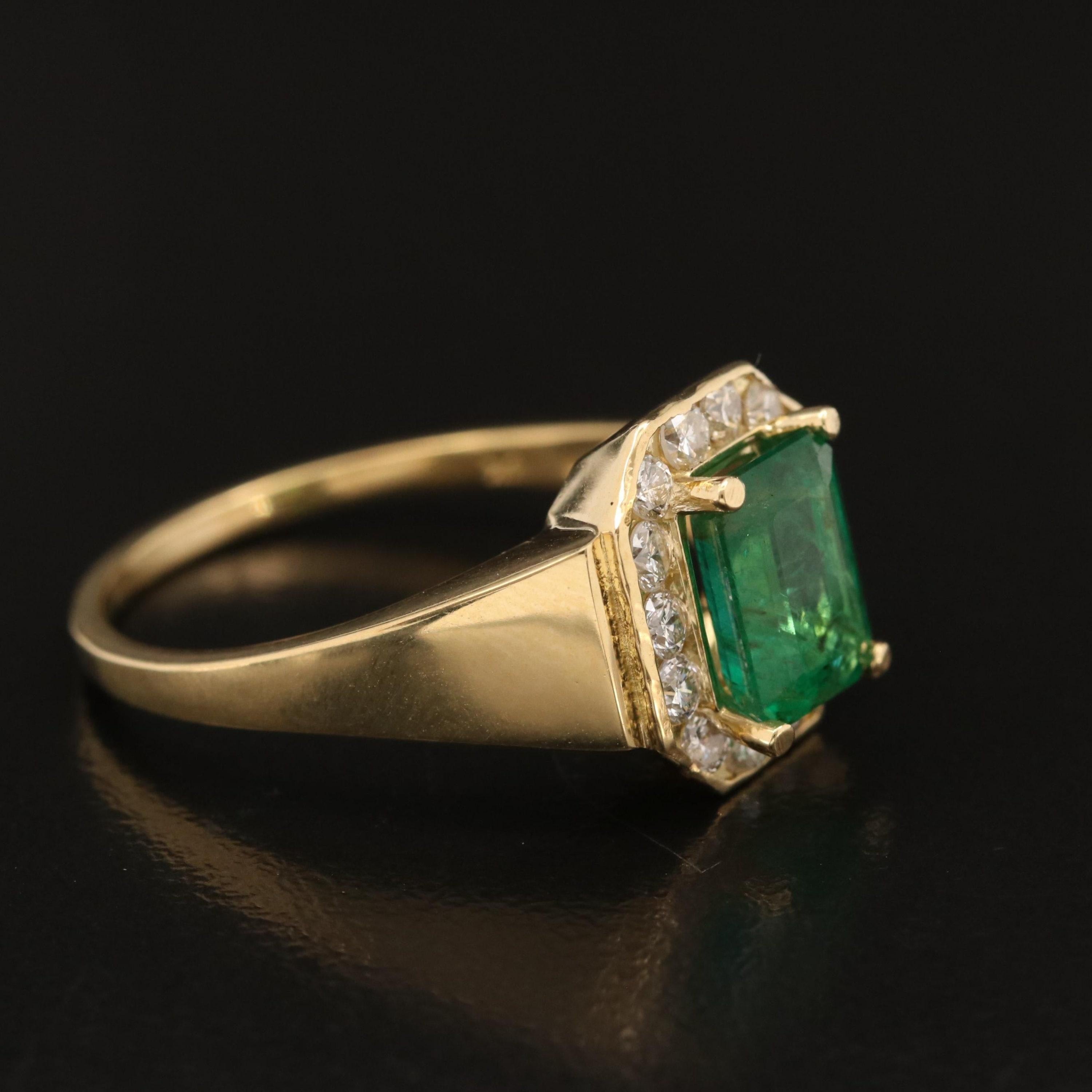 For Sale:  Halo Emerald Diamond Engagement Ring, Emerald Cut Emerald Wedding Ring for Her 4
