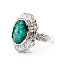 Halo Emerald & Diamond Ring in Platinum – 4.64ct Natural Emerald, GIA 223564481