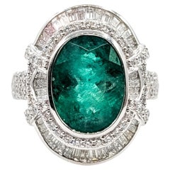 Halo Emerald & Diamond Ring in Platinum – 4.64ct Natural Emerald, GIA 223564481