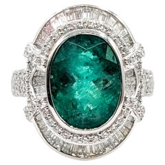 Halo Emerald & Diamond Ring in Platinum – 4.64ct Natural Emerald, GIA 2235644819