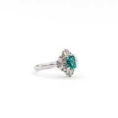 Halo Emerald & Diamond Ring in platinum